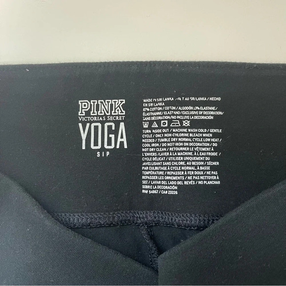 Victoria’s Secret PINK Yoga Black Leggings Tropical Icon Lace Ankle Small Women - Picture 11 of 12